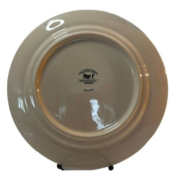 Pier 1 Imports Urban Groove Stripe Hand Painted Stoneware 11" Dinner Plate EUC - Picture 3 of 4